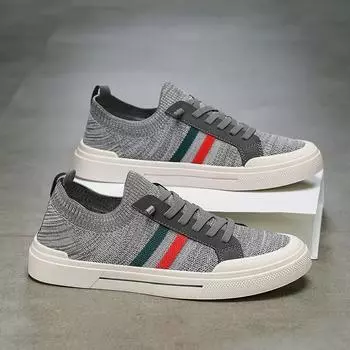 2024 Breathable Men s Shoes Mesh Board Shoes Soft Soled Casual Sports Shoes Youth Trend Sneakers Slip-on Canvas Shoe 39 бежевый