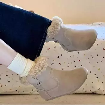 2024 Брендовая обувь для женщин, женские сапоги без застежек, модные повседневные ботинки с круглым носком, женские зимние бархатные ботильоны, сохраняющие тепло 35 серый