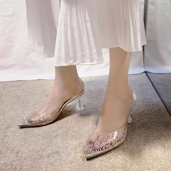 2024 Брендовая женская обувь Baotou Женские сандалии Модные кристальные сандалии для женщин Новые туфли на каблуках больших размеров для женщин Zapatos 35