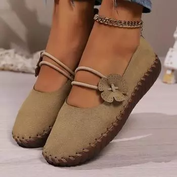 2024 Брендовая женская обувь Большие размеры Женские туфли на плоской подошве Модные повседневные туфли с цветочным принтом на плоской подошве Горячая распродажа Круглый носок Легкие плоские туфли на низком каблуке Zapatos 36 чёрный