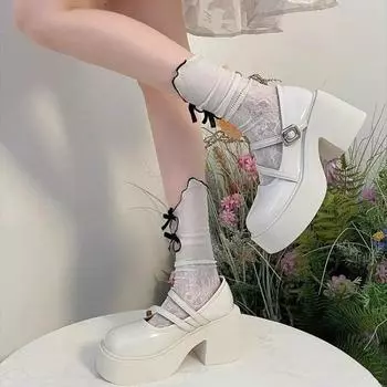 2024 Брендовые туфли для женщин Mary Janes, женские туфли на высоком каблуке, модные туфли-лодочки с пряжкой и ремешком, женские, новые туфли на круглом носке, сплошные каблуки для женщин 35 бежевый