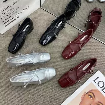 2024 Брендовые женские туфли Мэри Джейн, женские туфли на высоком каблуке, элегантные туфли-лодочки для платья, женские туфли на квадратном каблуке с пряжкой и ремешком 37 красный