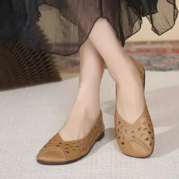 2024 Брендовые женские туфли на плоской подошве, модные повседневные туфли на плоской подошве с открытой пяткой, горячая распродажа, легкие туфли на плоской подошве с низким каблуком Zapatos 35 бежевый