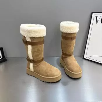 2024 Брендовые женские туфли, высокие женские сапоги, модные повседневные ботинки с пряжкой на ремне, женские зимние однотонные ботинки для снега Zapatos 35 малиновый