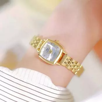 2024 BS Bee Sister Элегантные женские часы Элитный бренд из нержавеющей стали Золотые квадратные маленькие женские наручные часы