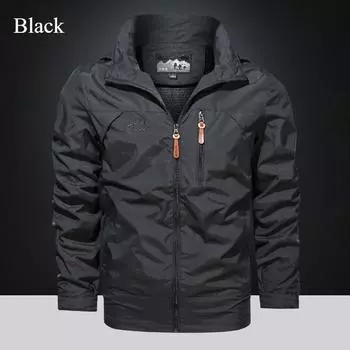 2024 Быстросохнущая мужская куртка, пальто, ветровка, спортивная, для активного отдыха, весна и осень, свободная, повседневная, ветрозащитная, однотонная, хардшелл-куртка M чёрный