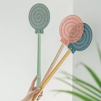 2024 бытовая прочная сетка мухобойка пластиковая длинная ручка убийца комаров ручная многофункциональная мухобойка борьба с вредителями розовый