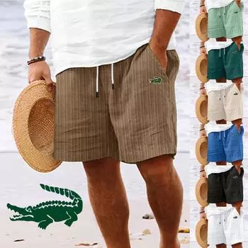 2024 CARTELO, новые летние шорты с вышивкой из хлопка и конопли, мужские пляжные брюки большого размера на шнуровке с вышивкой S чёрный