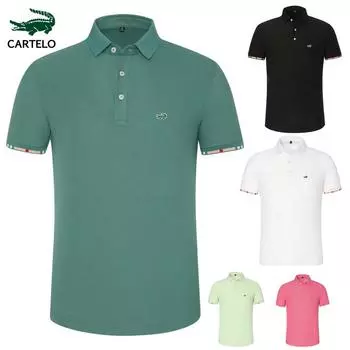 2024 CARTELO Весна/Лето Новая водная мягкая жемчужная рубашка-поло из 70% хлопка, дышащая мужская и женская рубашка-поло с вышивкой M темно-зеленого