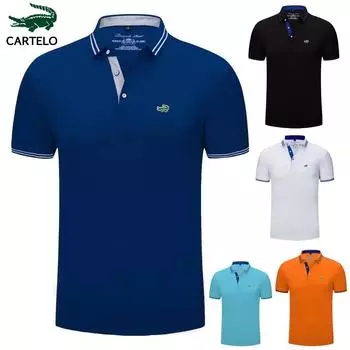 2024 CARTELO Весна/Лето Новые удобные и дышащие мужские и женские рубашки поло из льняного волокна с вышивкой M чёрный