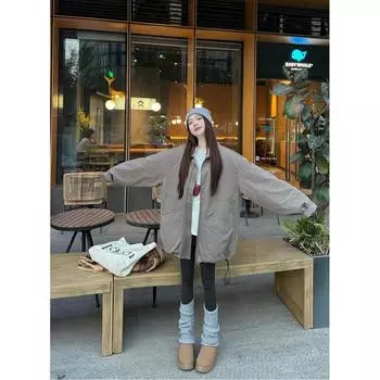 2024 casual lazy wind long-sleeved lapel black coat women s winter medium and long loose cotton coat S чёрный