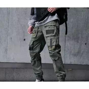 2024 Повседневные брюки мужские свободные брюки больших размеров мужские брюки осень и зима новый продукт брюки-шаровары с обтягивающими штанинами рабочие брюки M чёрный