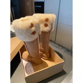 2024 Цельные зимние ботинки женские утолщенные высокие хлопковые ботинки два сапога выше колена 35 хаки