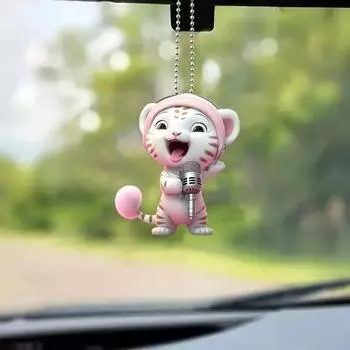 2024 Charming Cute Tiger Acrylic Flat Pendant Car Interior Decoration Keychain Ideal For Holiday Gifts
