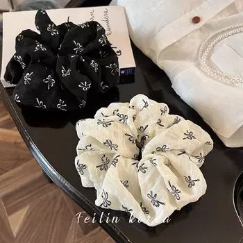 2024 Черный бант для волос: Элегантный аксессуар для женщин в виде низкого пучка