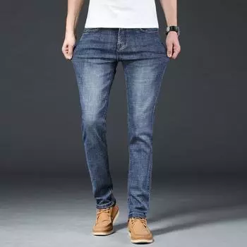 2024 Четырехсезонные прямые свободные эластичные повседневные мужские джинсы в стиле ретро хорошего качества 28