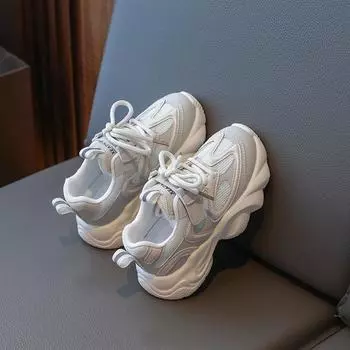 2024 Children Casual Sneakers for Girls Autumn New Fashion Comfortable Korean Style Anti-slippery Versatile Outside Sports Shoes 26 серый