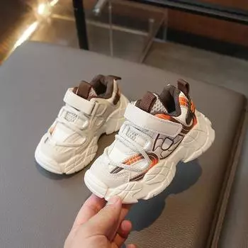 2024 Children Casual Sneakers for Girls Boys Autumn New Fashion Korean Style Anti-slippery Baby Learning Walking Versatile Shoes 21 бежевый