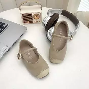 2024 Children Leather Shoes for Girls Autumn New Fashionable Korean Style Soft Bottom Anti-slippery Casual Versatile Chic Shoes 23 бежевый