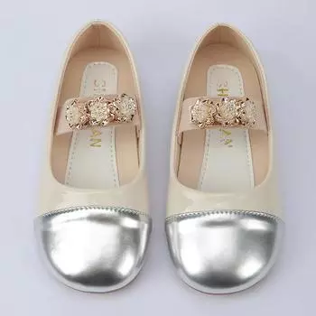 2024 Children Leather Shoes for Girls Autumn New Princess Fashion Korean Style Soft Bottom Anti-slippery Casual Versatile Flats 26 бежевый