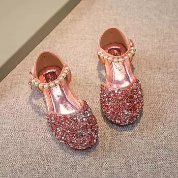 2024 Детские кожаные туфли для девочек весна-осень новые модные мягкие удобные туфли принцессы элегантные блестящие шикарные туфли для вечеринки 21 серебряный