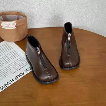 2024 Children Plush Keep Warm Short Boots for Girls Winter New Retro Fashion British Style Soft Anti-slippery Versatile Shoes 21 чёрный