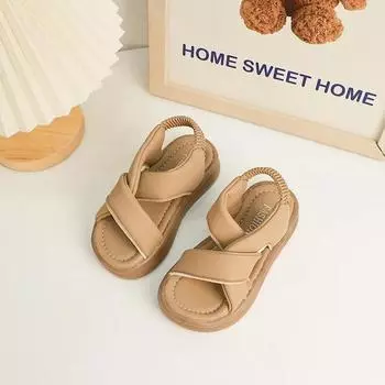 2024 Children s Sandals Summer Hot Little Girl Sandal Open-toe Fashion Kids Causal Beach Sandals Thick Bottom Outdoor Versatile 26 хаки