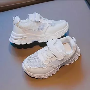 2024 Children s Sneakers Boy Spring Autumn Mesh Versatile White Sneakers for Kids Girls Fashion Chunky Sports Shoes for Toddlers 26 белый