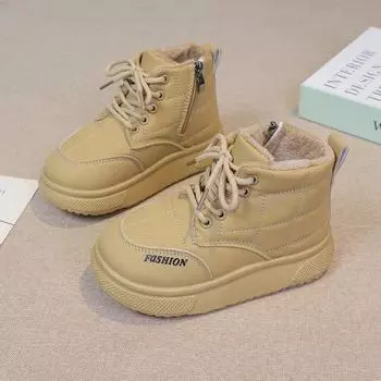 2024 Children Short Boots for Girls Boys Winter New Fashion Korean Style Soft Bottom Anti-slippery Casual Versatile Warm Shoes 26 чёрный