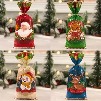2024 Christmas Candy Bag Santa Gift Bag Christmas Decor For Home Snowflake Noel Present Bag Christmas Wrap Holders New Year 2024 25pcs