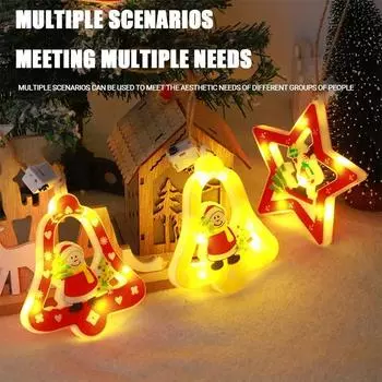 2024 Christmas Cartoon Home Christmas Tree Bells Decorative Lights LED Niht Light Atmosphere Lights Battery Powered Lanterns