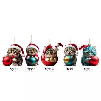 2024 Christmas Cat Ornaments Lovely Car Bag Festival Multipurpose Christmas Tree Pendants Xmas Tree Hanging Decor Cat Figure
