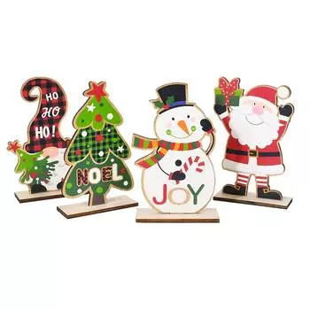2024 Christmas Wooden Ornaments Santa Claus Xmas Tree Desktop Signs 2025 New Year Party DIY Decoration For Home Navidad Gifts