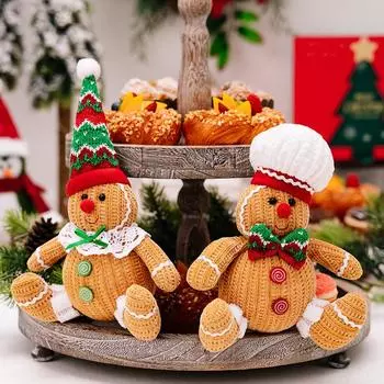 2024 Christmas Yellow Gingerbread Man Sitting Doll Pendant Merry Christmas Tree Decor for Home Xmas Ornaments Kids Gifts Navidad