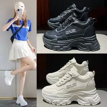 2024 Chunky Sneakers Women Breathable Mesh Cute Bow Fashion Platform Shoes Casual jogging Shoes for woman white sneakers 35 чёрный