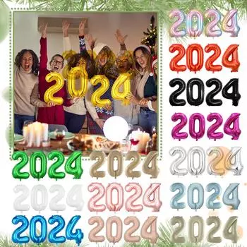 2024 Цифровой воздушный шар для вечеринки, украшение для новогоднего дня, украшение для внутреннего сада, приветственный новогодний воздушный шар One Size серебряный