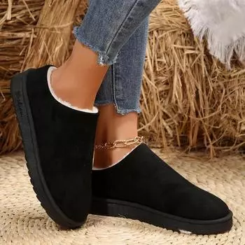 2024 Classic Autumn and Winter New Outdoor Plush Home Shoes Women s Warm Anti-Slip Suede Snow Boots 35 бежевый