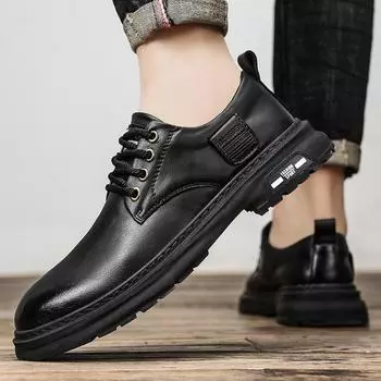 2024 cross-border explosion autumn new men s outdoor casual shoes men s retro versatile leather low-top Martin boots 39 коричневый