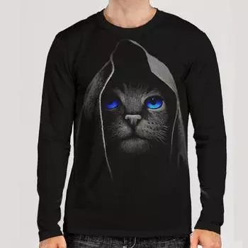 2024 Cross Border Foreign Trade Fashion 3D Cat Цифровая печать Мужская футболка с длинными рукавами Повседневный топ S