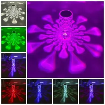 2024 Crystal Nordic Style RGB LED Настольная лампа с сенсорным управлением, украшение Romance Diamond, питание от USB, спальня, гостиная, вечеринка, ужин белый