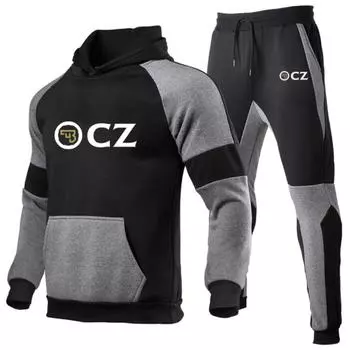 2024 Czech Firearms Men s Fashion High Quality Fashion Color Matching Hoodie Sports Pants Casual New Set XL
