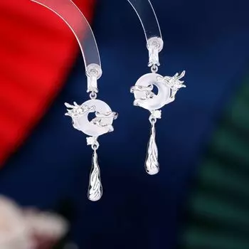 2024 День рождения Год Дракона Гочао ретро средние серьги женские ципао ханьфу с высококачественными серьгами в виде дракона золотой