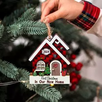 2024 Деревянный Дом Подвесное Украшение Фермерский Дом Деревенский Новый Дом Новое Начало Настенный Украшение Подвеска Подарок на Новоселье A