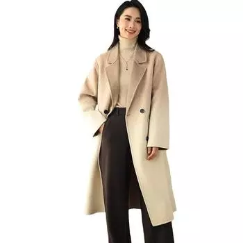 2024 Design Sense Двустороннее шерстяное пальто Женская куртка Осенне-зимний костюм Воротник Двустороннее шерстяное пальто Женская одежда S темно-коричневого