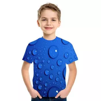 2024 детская футболка с 3D цифровой печатью, модная дымчатая футболка с короткими рукавами и круглым вырезом 100CM