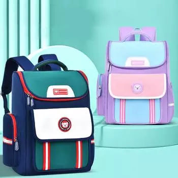 2024 Детская маленькая школьная сумка с милым мультяшным узором, многослойная, вместительная, водонепроницаемая, детская школьная сумка с принтом, рюкзак 41*30*18cm зелёный