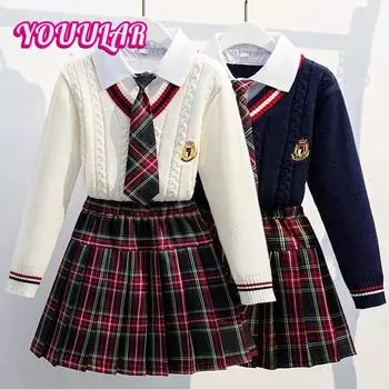 2024 Детская одежда Осень для девочек Школьная форма Twinset Детский школьный образ Одежда для девочек Одежда для девочек младшего возраста Школьная одежда 120