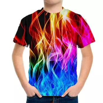 2024 Детская одежда с принтом 3D молнии Детская одежда для мальчиков Детский топ с круглым вырезом Футболки для мальчиков Рубашка для мальчиков Детская одежда 100CM