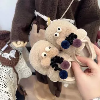 2024 Детская плюшевая повседневная обувь для девочек, зимняя новая модная корейская обувь с мягкой подошвой, нескользящая, универсальная, модная детская обувь 22 бежевый