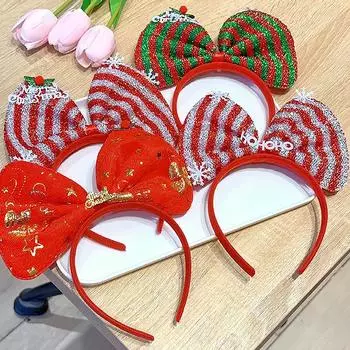 2024 Детская повязка на голову Рождественский косплей Мультфильм Лось Снежинка Бант Повязка на голову День рождения Головные уборы Подарки на Хэллоуин Аксессуары для волос A4